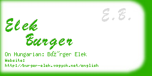 elek burger business card