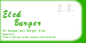 elek burger business card